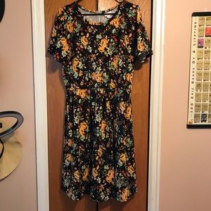 LuLaRoe Amelia Black Floral Dress. Size 3XL.
